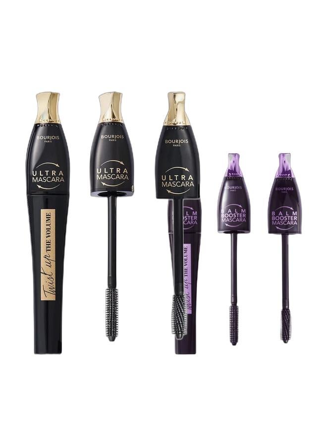 BOURJOIS PARIS Twist Up The Volume Mascara 001 Ultra Black & Twist Up The Volume Balm Booster Mascara 003 Black/Noir Bundle - Image 1